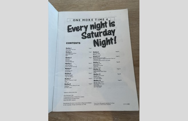 Used One More Time 4, Every Night Is Saturday Night Music Book REF 0069 - Image 2
