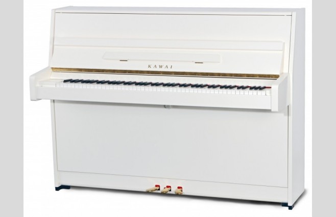 Kawai K-15 E Snow White Polished Upright Piano - Image 1