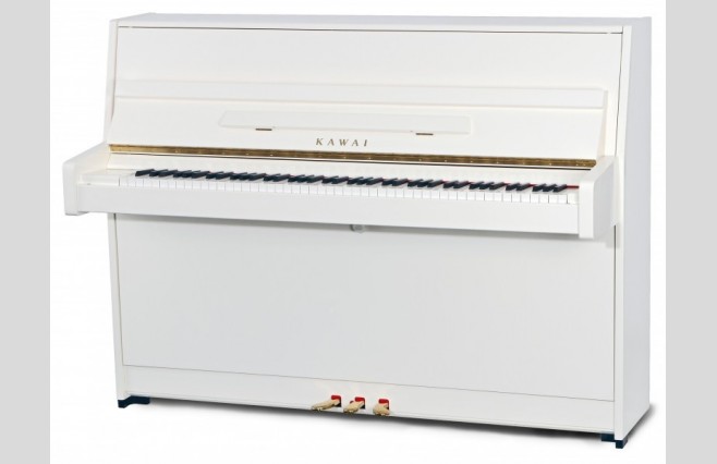 Kawai K-15 E Snow White Polished Upright Piano - Image 1