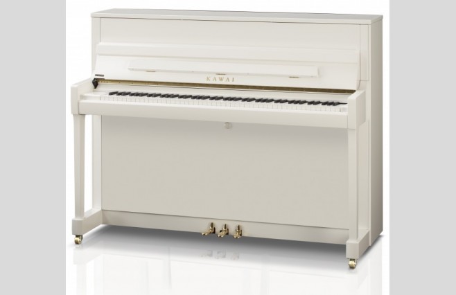Kawai K-200 ATX 4 Snow White Polished Upright Piano All Inclusive Package - Image 1