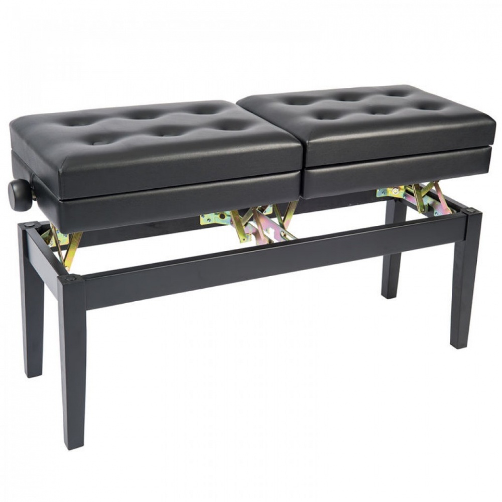 Kinsman Duet Adjustable Piano Bench With Storage Satin Black